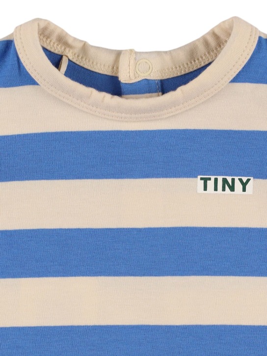 Tiny Cottons: Striped Pima 코튼 티셔츠 - 블루/베이지 - kids-girls_1 | Luisa Via Roma
