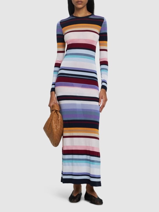 Missoni: Wool blend long sleeve knit maxi dress - Multicolor - women_1 | Luisa Via Roma
