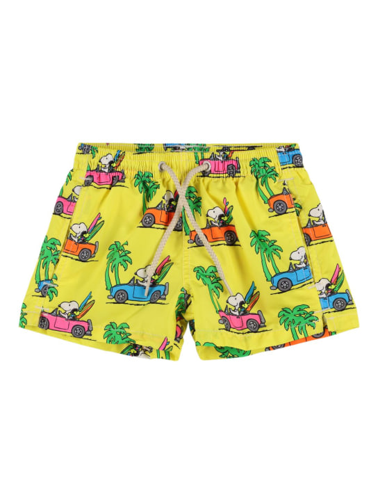 Mc2 Saint Barth: Snoopy print nylon swim shorts - Sarı - kids-boys_0 | Luisa Via Roma