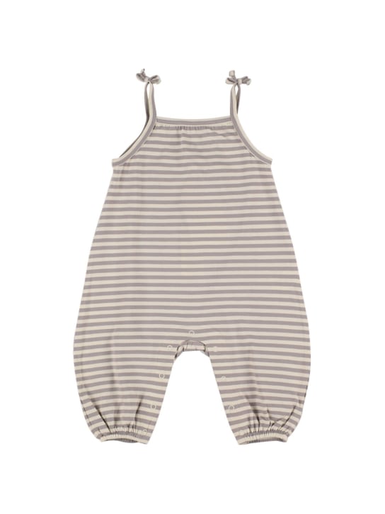 Quincy Mae: Printed organic cotton jumpsuit - White/Grey - kids-boys_0 | Luisa Via Roma