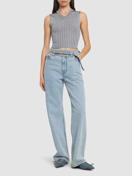 Y/PROJECT: Y belt denim wide leg jeans - Denim - women_1 | Luisa Via Roma