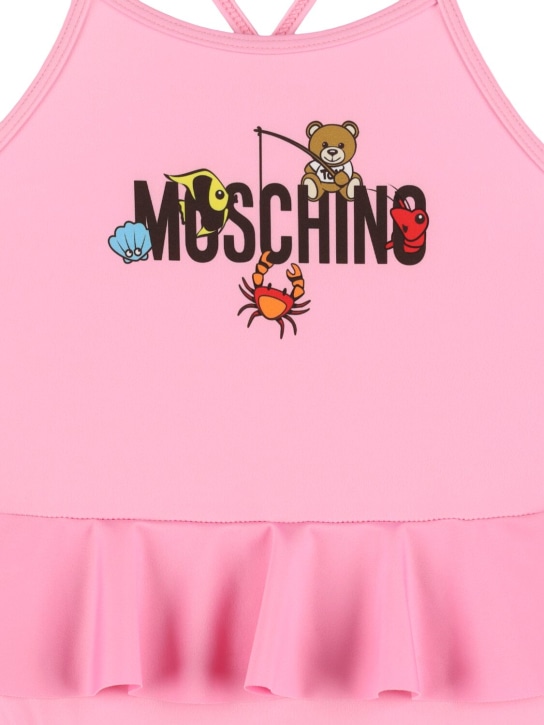 Moschino: Bañador entero de lycra estampado - Sweet Pink - kids-girls_1 | Luisa Via Roma