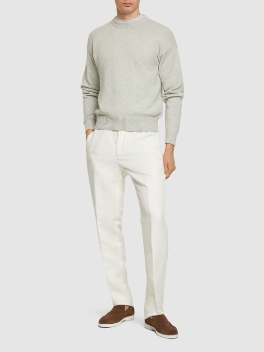Loro Piana: Gadd linen & silk sweatpants - White - men_1 | Luisa Via Roma