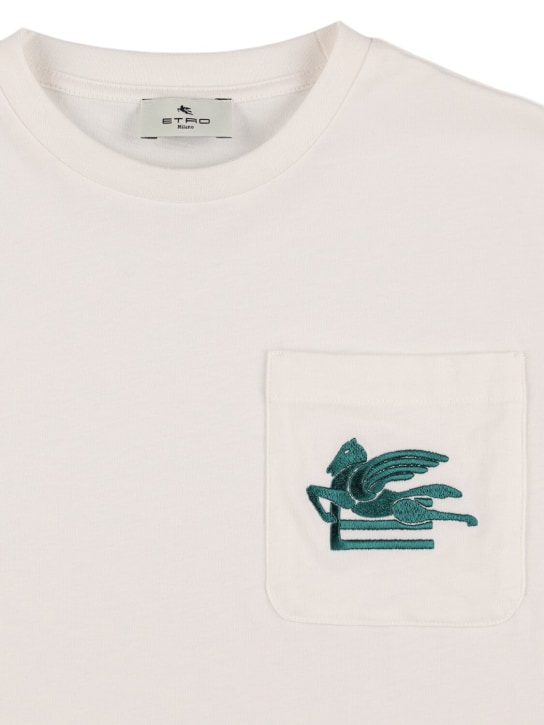 Etro: Camiseta de jersey de algodón con logo - Blanco/Verde - kids-boys_1 | Luisa Via Roma