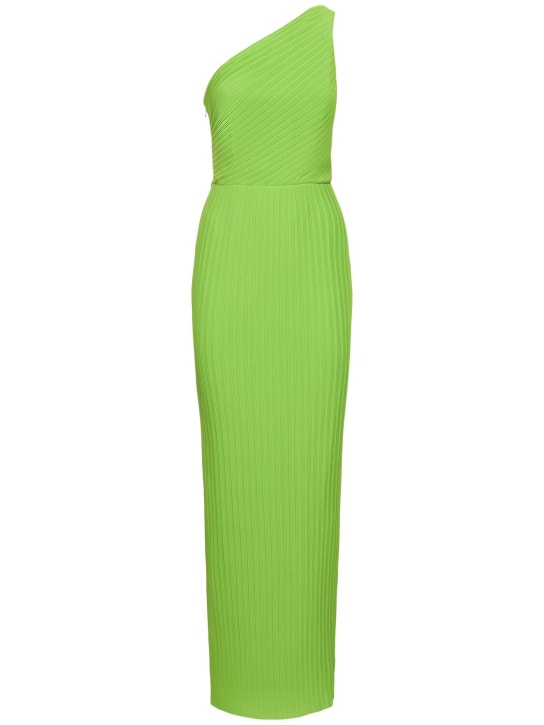 Solace London: Adira pleated chiffon long dress - Yeşil - women_0 | Luisa Via Roma