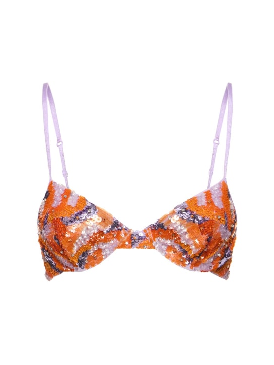 Des Phemmes: Embroidered tulle bra - Arancione/Lilla - women_0 | Luisa Via Roma