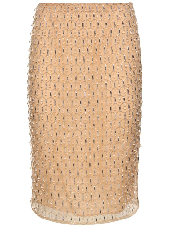 Des Phemmes: Drops embroidery tulle midi skirt - Bianco - women_0 | Luisa Via Roma