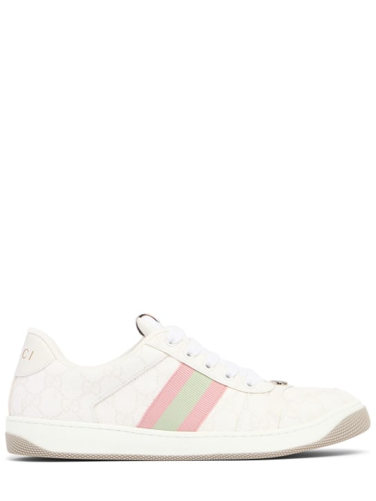 Gucci: 30mm Screener canvas trainer sneakers - White/Pink - women_0 | Luisa Via Roma