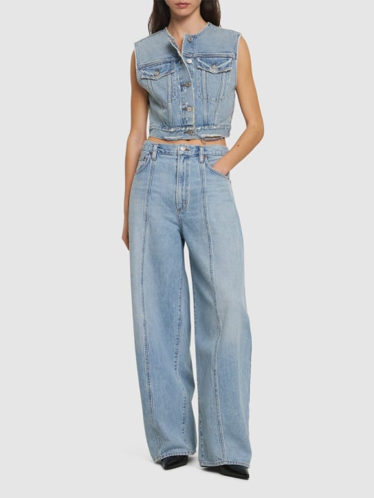 Agolde: Jeans anchos con cintura alta - Azul Claro - women_1 | Luisa Via Roma