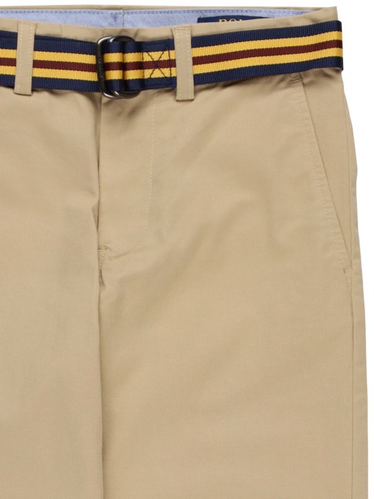 Polo Ralph Lauren: Pantaloni in twill di cotone stretch con cintura - Beige - kids-boys_1 | Luisa Via Roma