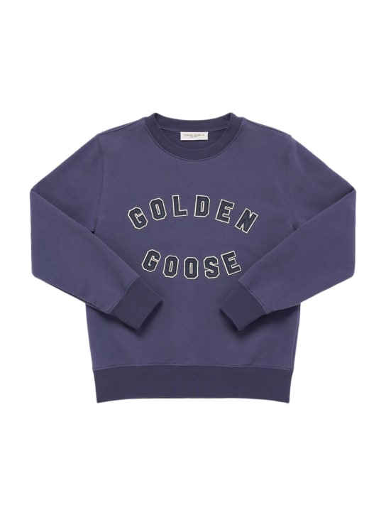 Golden Goose: Sweatshirt aus Baumwollmischung mit Logo „Journey“ - Eclipse - kids-boys_0 | Luisa Via Roma