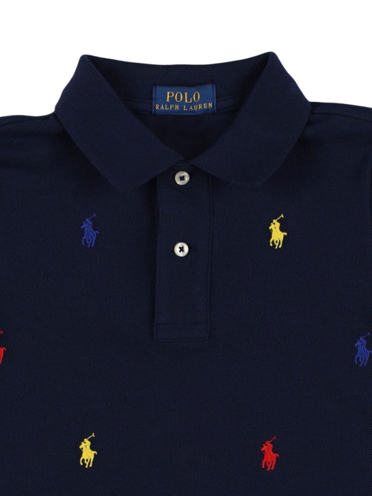 Polo Ralph Lauren: Logo棉质珠地网眼布POLO衫 - 深蓝色 - kids-boys_1 | Luisa Via Roma