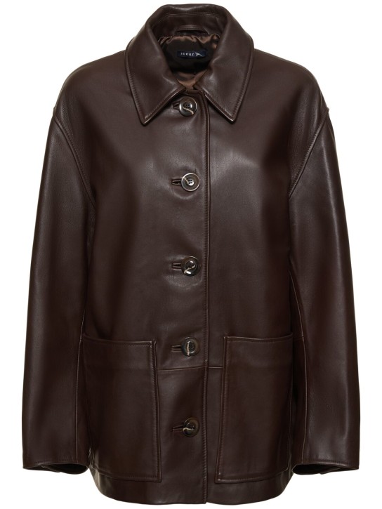 Soeur: Vincenzo buttoned leather jacket - Dark Brown - women_0 | Luisa Via Roma