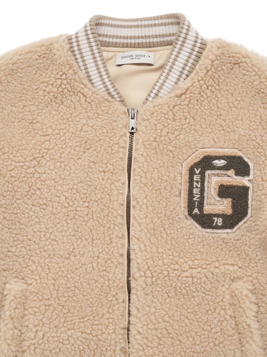 Golden Goose: Journey knitted teddy jacket - Beige - kids-girls_1 | Luisa Via Roma