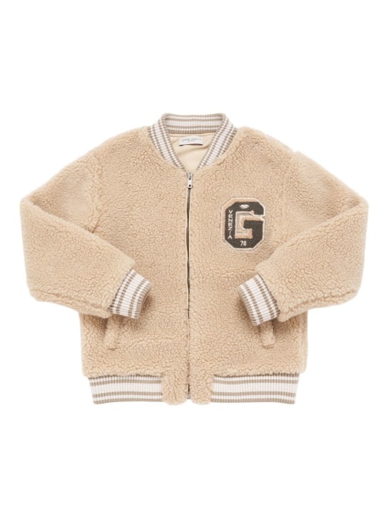 Golden Goose: Journey knitted teddy jacket - Beige - kids-girls_0 | Luisa Via Roma