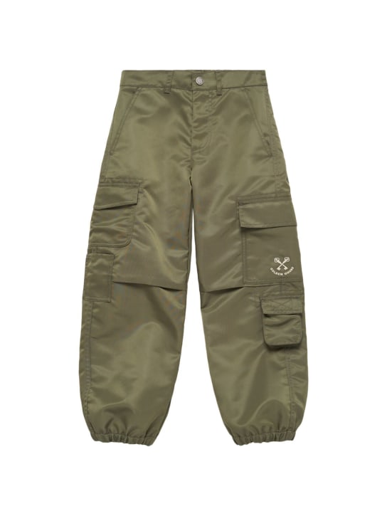 Golden Goose: Pantalon cargo en nylon Journey - Vert Ivoire - kids-boys_0 | Luisa Via Roma