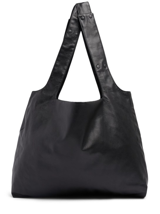 Yohji Yamamoto: Reversible leather tote bag - Black - men_0 | Luisa Via Roma