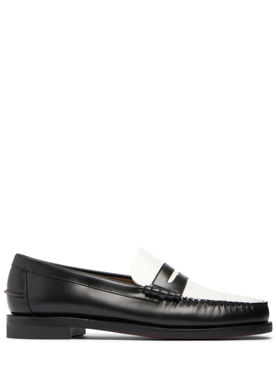 Sebago:  Classic Dan smooth leather loafers - Black/White - men_0 | Luisa Via Roma