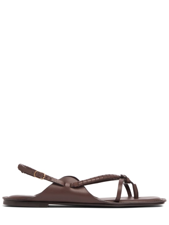 Soeur: 20mm Anais leather flat sandals - Kahverengi - women_0 | Luisa Via Roma