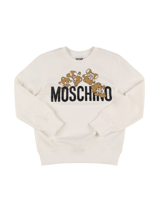 Moschino: Sudadera de felpa de algodón - Blanco - kids-boys_0 | Luisa Via Roma