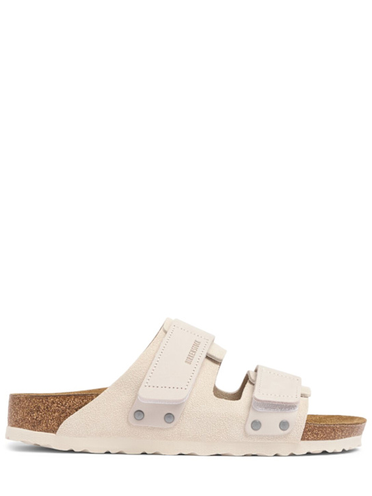 BIRKENSTOCK: Sandali Uji in camoscio - Beige/Bianco - women_0 | Luisa Via Roma