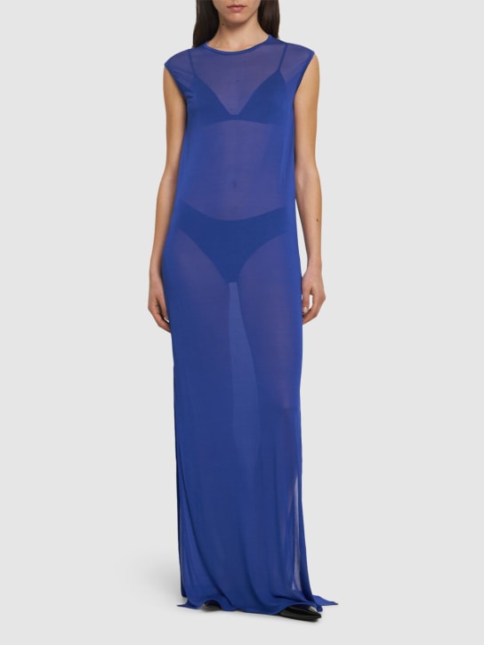 Ann Demeulemeester: Ultraleichtes, langes Kleid aus Jersey „Seda“ - Blau - women_1 | Luisa Via Roma