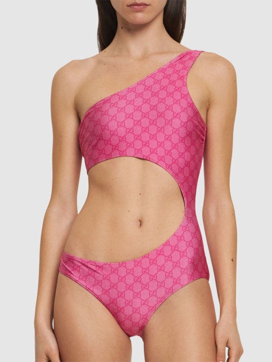 Gucci: GG stretch jersey one piece swimsuit - Pink - women_1 | Luisa Via Roma