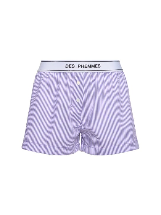 Des Phemmes: Striped poplin shorts - Multi Lilac - women_0 | Luisa Via Roma