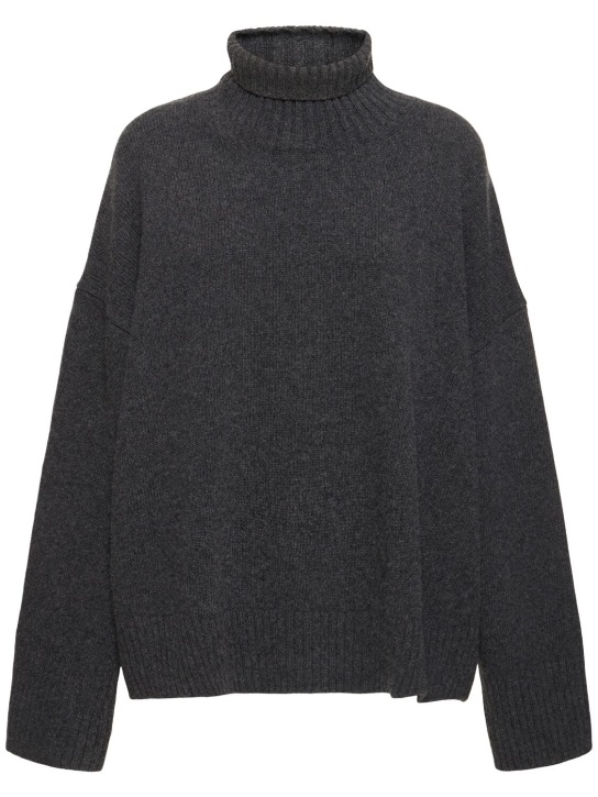 Soeur: Suéter de punto de lana con cuello alto - Gris Oscuro - women_0 | Luisa Via Roma