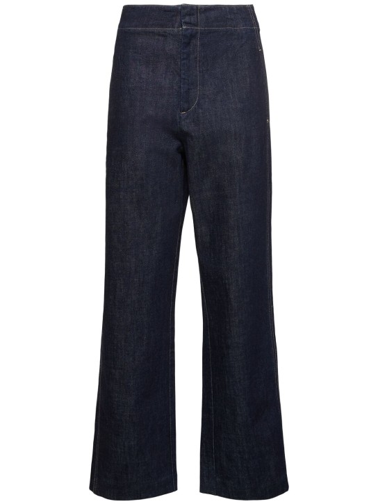Soeur: Jeans anchos de denim con cintura alta - Azul Oscuro - women_0 | Luisa Via Roma