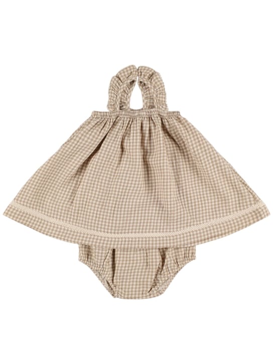 Quincy Mae: Kleid aus Bio-Baumwollfleece mit Druck - Weiß/Beige - kids-girls_0 | Luisa Via Roma