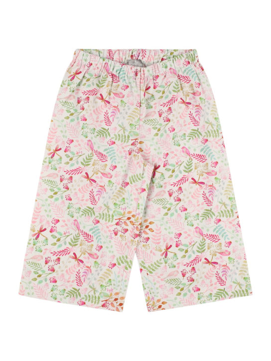 Il Gufo: Cotton poplin pants - Pink/White - kids-girls_0 | Luisa Via Roma