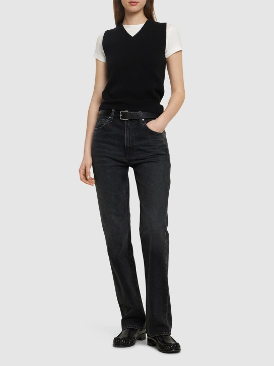 CITIZENS OF HUMANITY: Zurie high rise denim straight jeans - Grey - women_1 | Luisa Via Roma