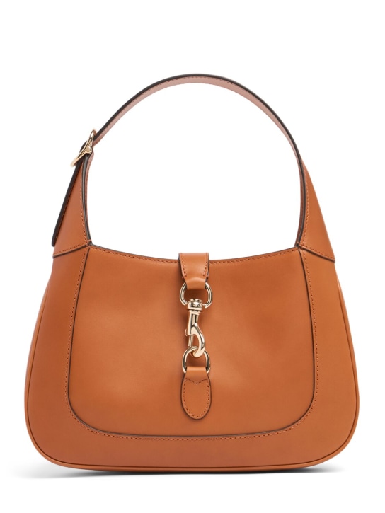 Gucci: Small Jackie leather shoulder bag - Kahverengi - women_0 | Luisa Via Roma