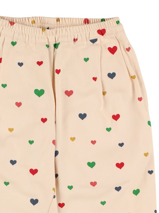Konges Sløjd: Hearts printed organic cotton pants - Bej/Renkli - kids-girls_1 | Luisa Via Roma