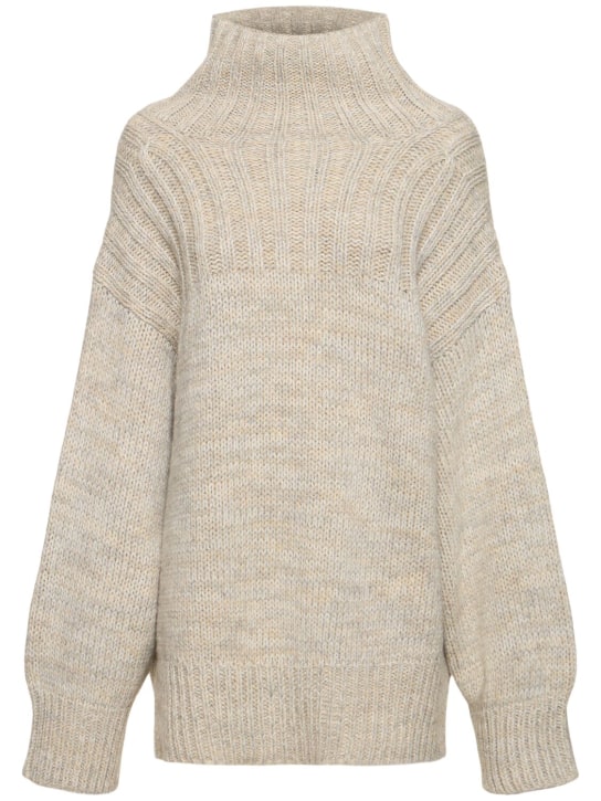 Soeur: Basque wool blend turtleneck sweater - Grey/Beige - women_0 | Luisa Via Roma