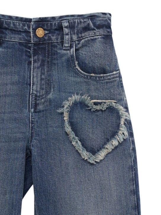 Golden Goose: Journey stretch cotton wide jeans - Medium Blue - kids-girls_1 | Luisa Via Roma