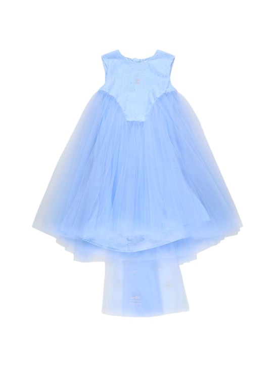 Givenchy: Robe en mesh embelli - Bleu Clair - kids-girls_0 | Luisa Via Roma