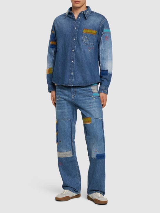 Marni: Jeans de denim de algodón con mohair - Azul - men_1 | Luisa Via Roma