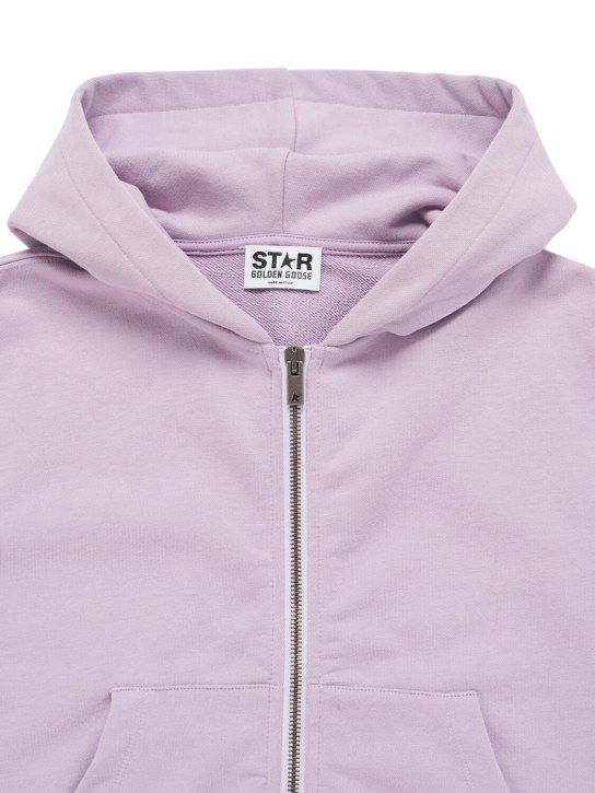 Golden Goose: Star logo cotton zip-up sweatshirt - Fair Orchid - kids-girls_1 | Luisa Via Roma