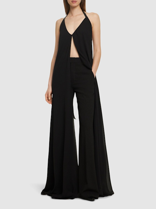 Ann Demeulemeester: Riva draped silk georgette top - women_1 | Luisa Via Roma