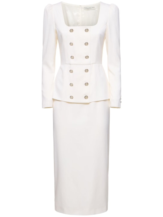 Alessandra Rich: Doppelreihiges Kleid aus leichter Wolle - Weiß - women_0 | Luisa Via Roma