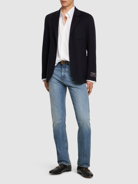 Gucci: Palma wool blend formal blazer - Navy - men_1 | Luisa Via Roma