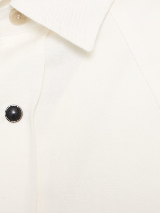 Brioni: 棉&亚麻西部风格衬衫 - 米白色 - men_1 | Luisa Via Roma