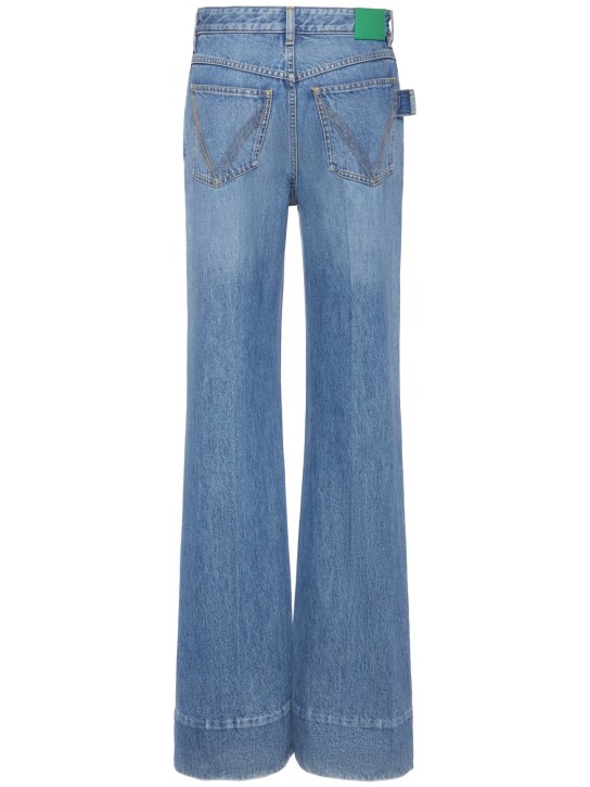 Bottega Veneta: Vintage indigo wide leg denim jeans - Mid Blue - women_1 | Luisa Via Roma