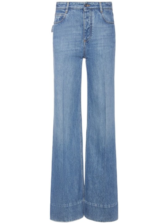 Bottega Veneta: Jeans larghi effetto vintage in denim - Mid Blue - women_0 | Luisa Via Roma