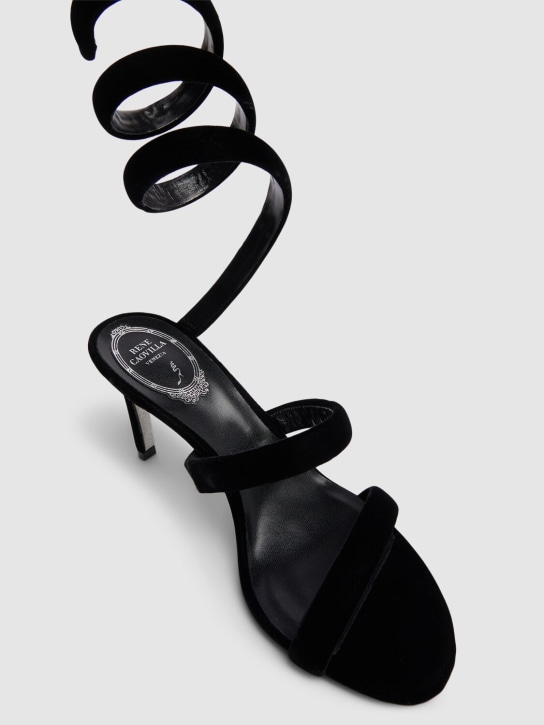 René Caovilla: 105mm Cleo velvet sandals - Siyah - women_1 | Luisa Via Roma