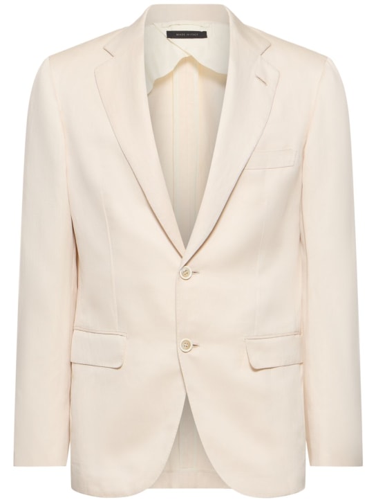 Brioni: New Plume washed silk twill blazer - Cream - men_0 | Luisa Via Roma