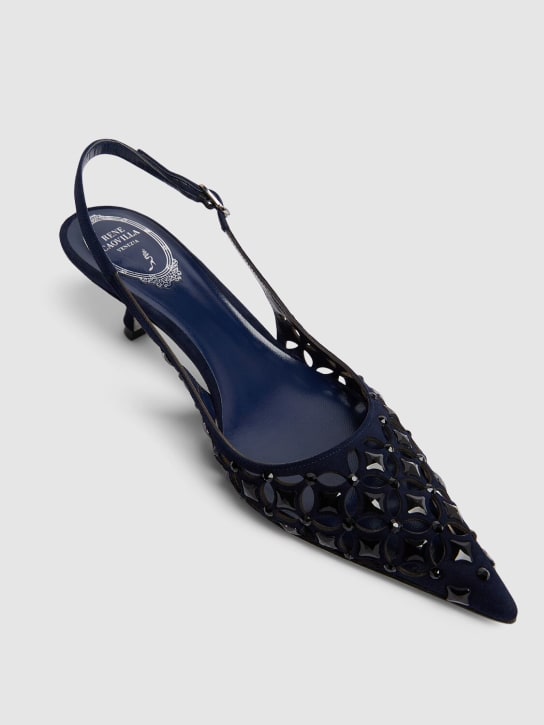 René Caovilla: Zapatos destalonados de ante 50mm - Azul Marino - women_1 | Luisa Via Roma