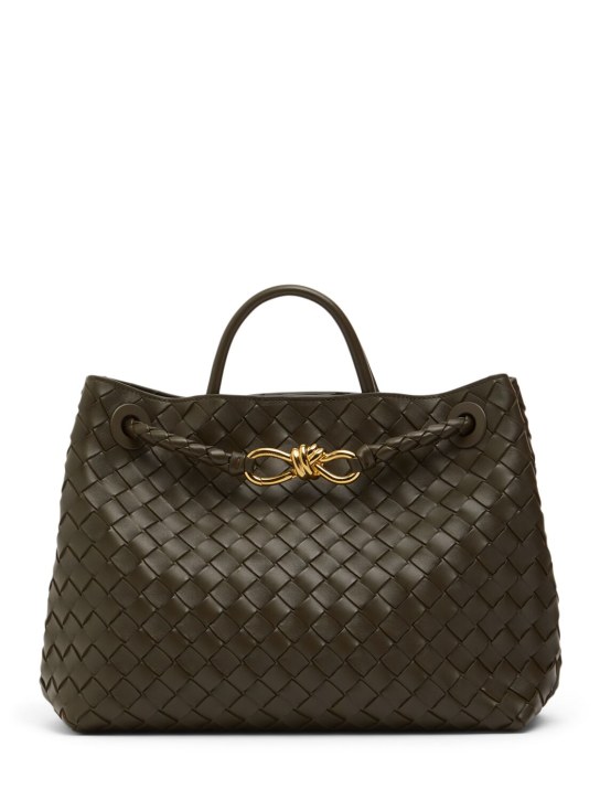 Bottega Veneta: Medium Andiamo leather top handle bag - Khaki - women_0 | Luisa Via Roma